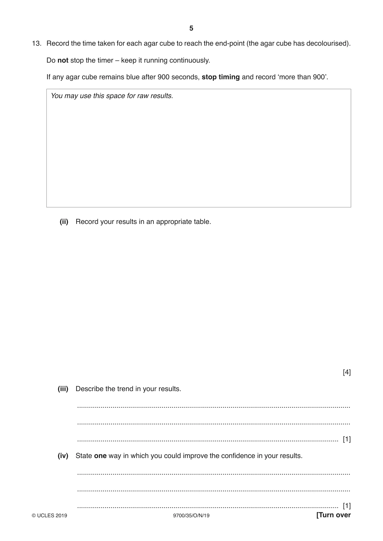 Cambridge A Level Biology 9700 2019 Oct/Nov Paper 3 · Variant 5 question paper, page 5 of 16