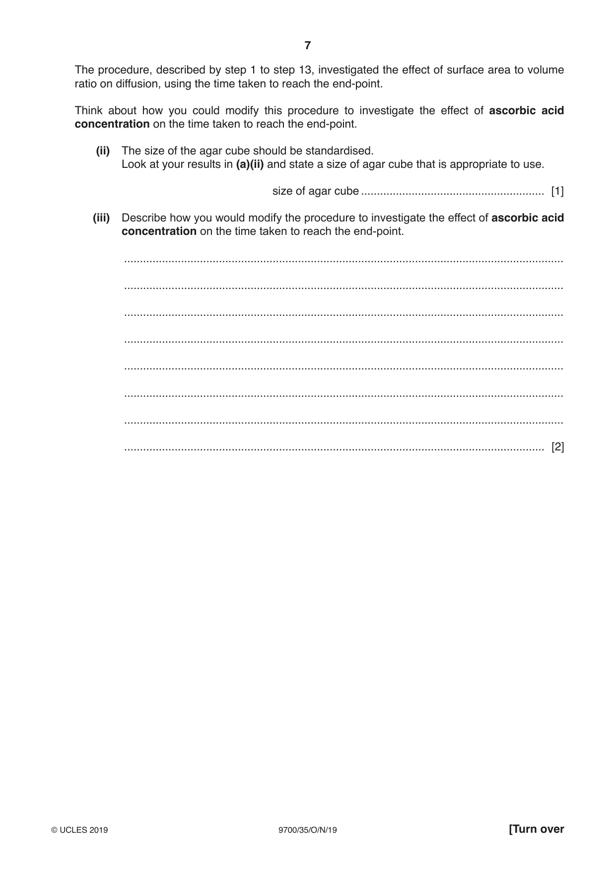Cambridge A Level Biology 9700 2019 Oct/Nov Paper 3 · Variant 5 question paper, page 7 of 16