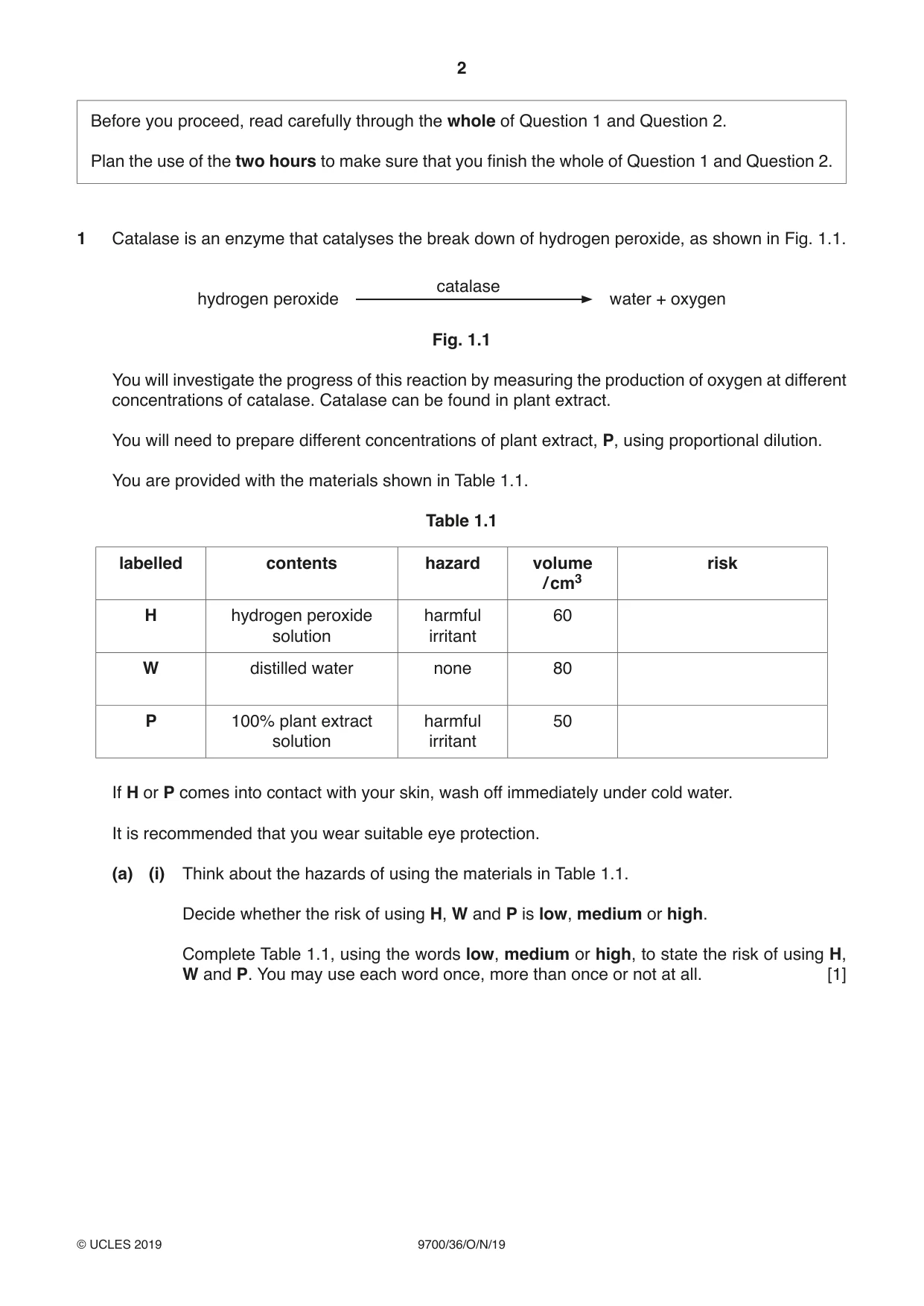 Cambridge A Level Biology 9700 2019 Oct/Nov Paper 3 · Variant 6 question paper, page 2 of 12