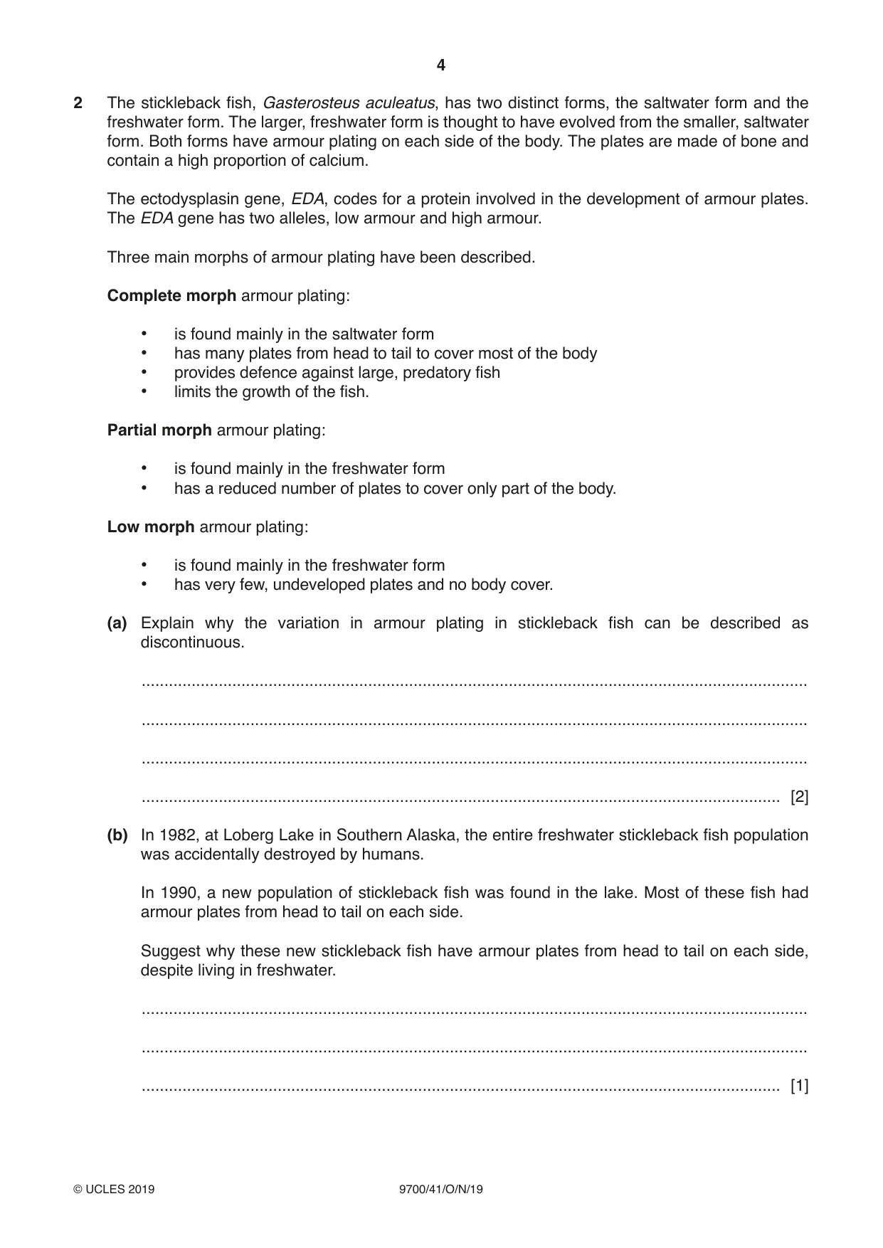 Cambridge A Level Biology 9700 2019 Oct/Nov Paper 4 · Variant 1 question paper, page 4 of 28