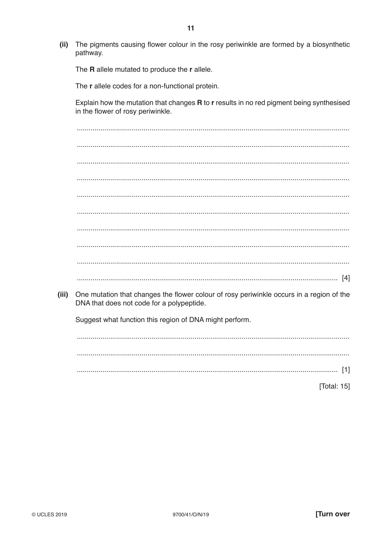 Cambridge A Level Biology 9700 2019 Oct/Nov Paper 4 · Variant 1 question paper, page 11 of 28