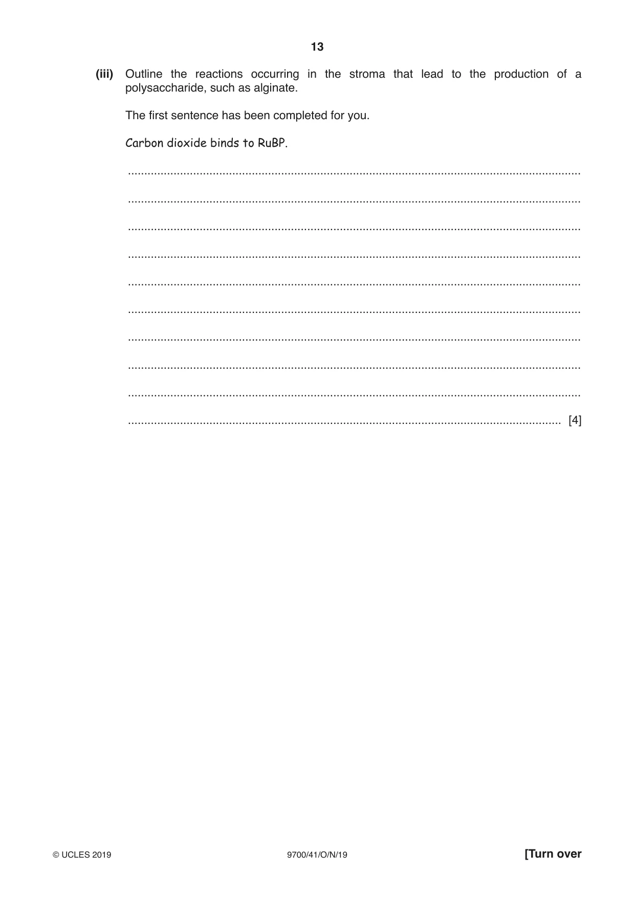 Cambridge A Level Biology 9700 2019 Oct/Nov Paper 4 · Variant 1 question paper, page 13 of 28