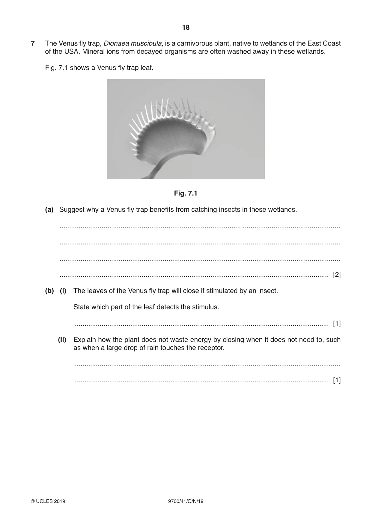 Cambridge A Level Biology 9700 2019 Oct/Nov Paper 4 · Variant 1 question paper, page 18 of 28