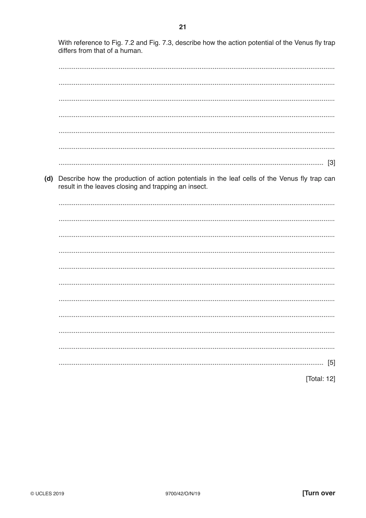 Cambridge A Level Biology 9700 2019 Oct/Nov Paper 4 · Variant 2 question paper, page 21 of 28