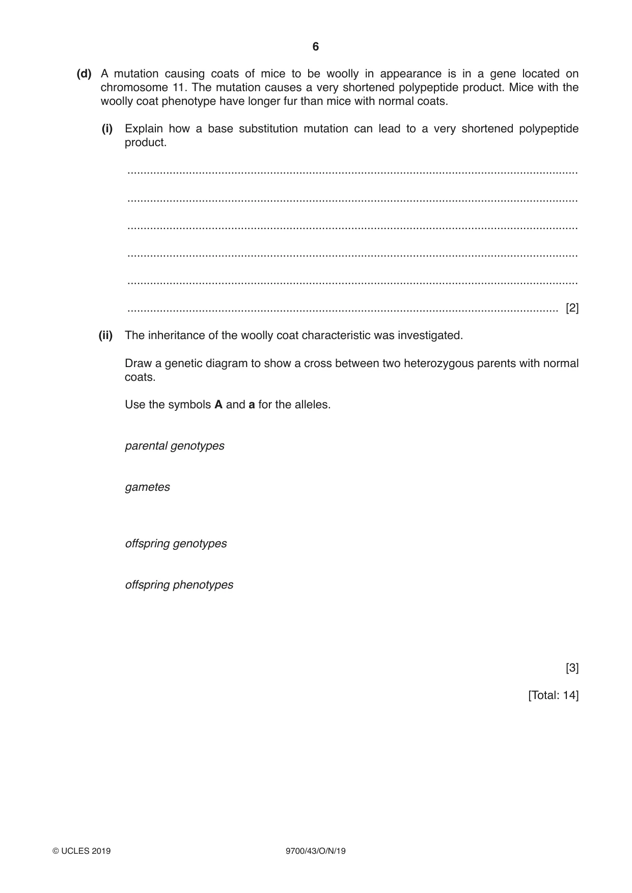 Cambridge A Level Biology 9700 2019 Oct/Nov Paper 4 · Variant 3 question paper, page 6 of 24
