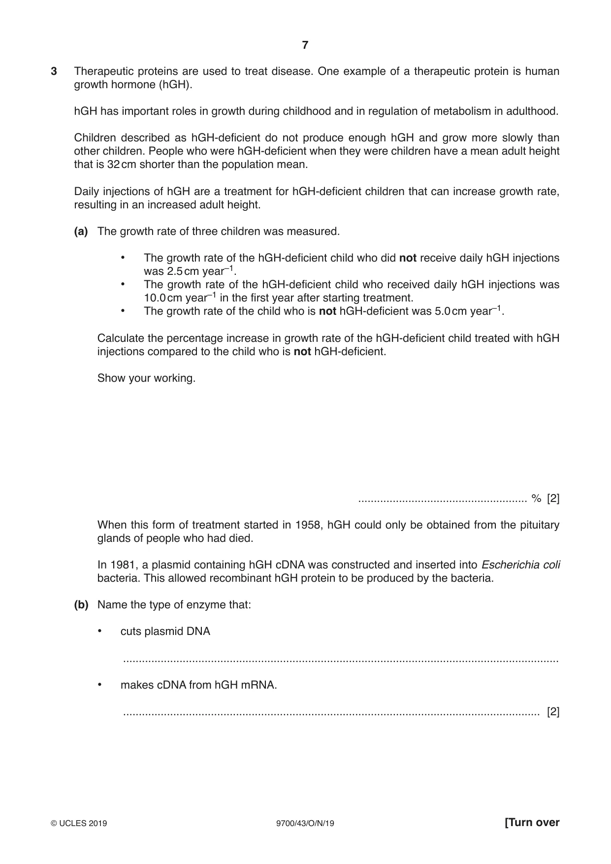Cambridge A Level Biology 9700 2019 Oct/Nov Paper 4 · Variant 3 question paper, page 7 of 24
