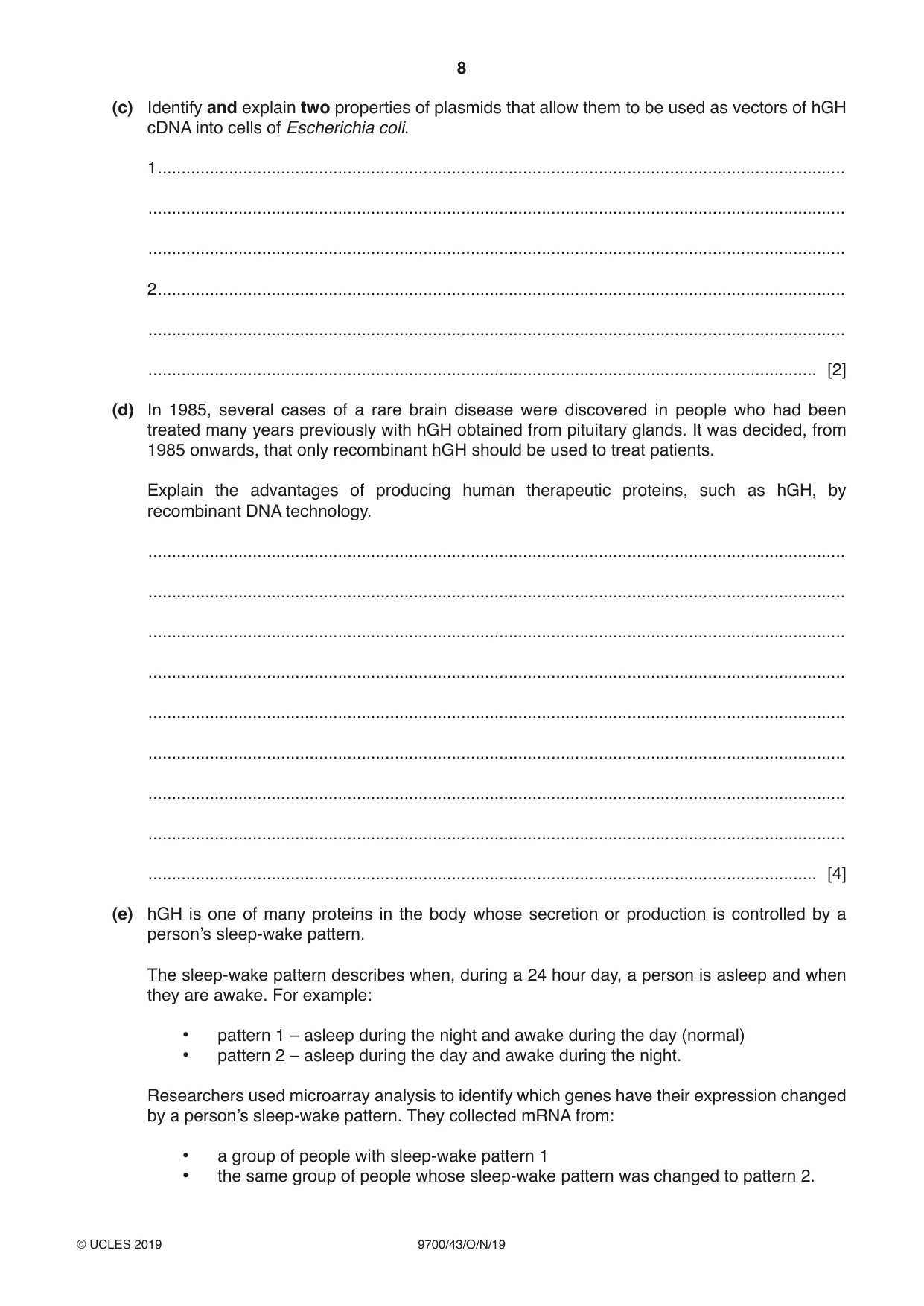 Cambridge A Level Biology 9700 2019 Oct/Nov Paper 4 · Variant 3 question paper, page 8 of 24
