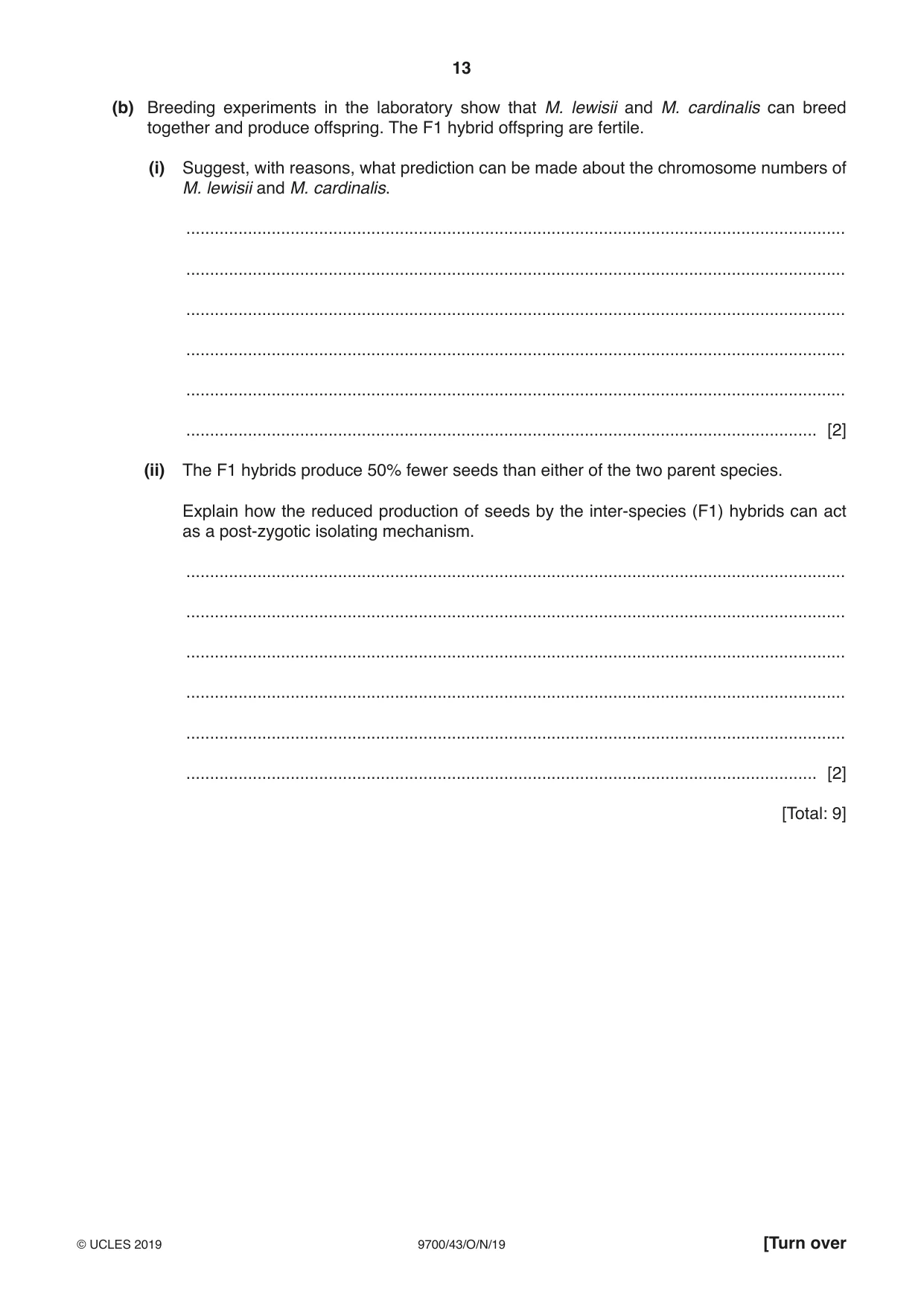 Cambridge A Level Biology 9700 2019 Oct/Nov Paper 4 · Variant 3 question paper, page 13 of 24