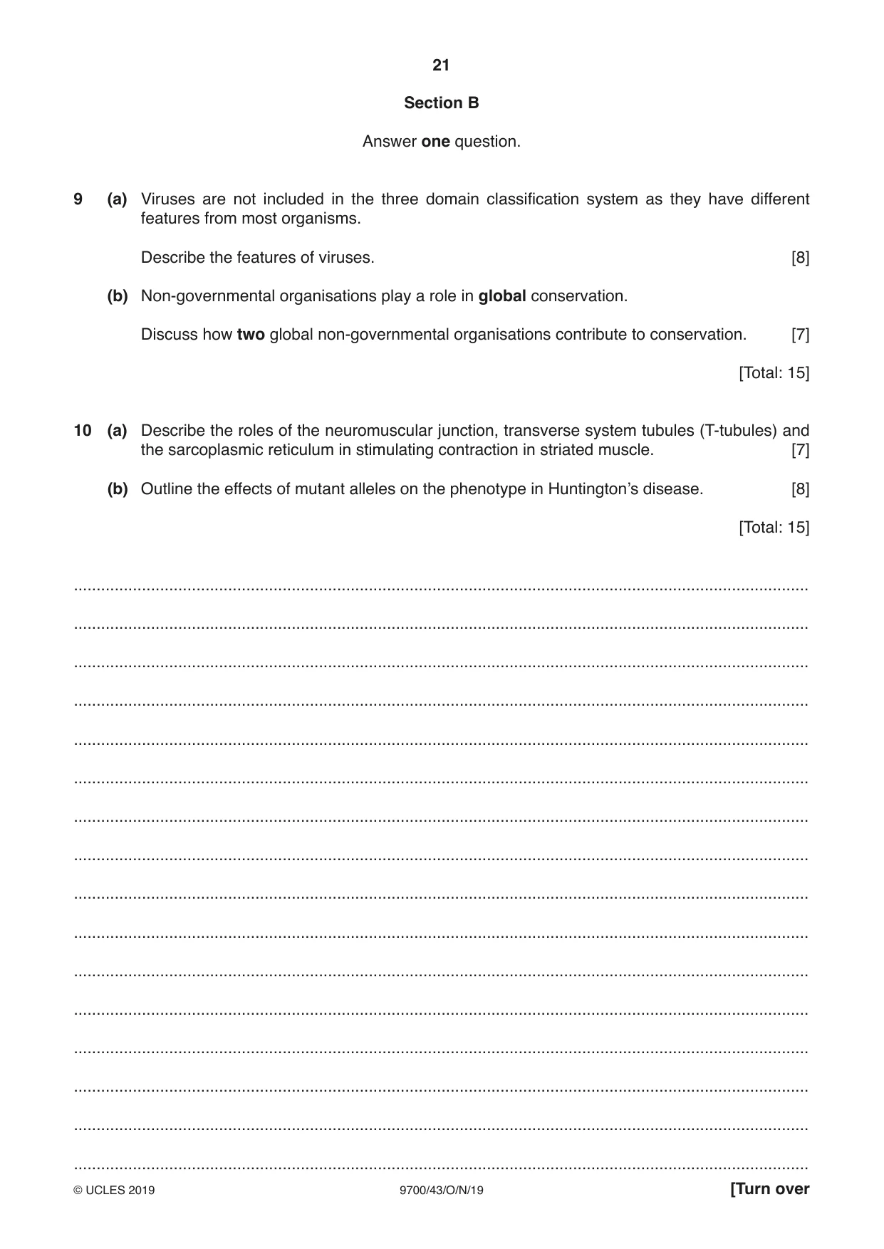 Cambridge A Level Biology 9700 2019 Oct/Nov Paper 4 · Variant 3 question paper, page 21 of 24