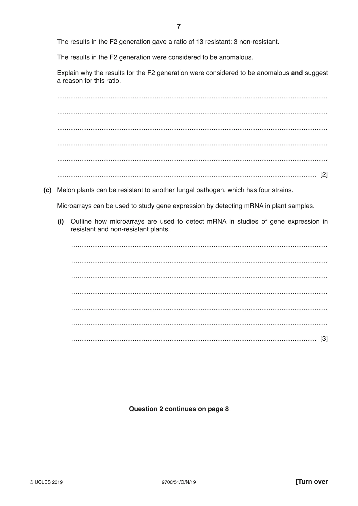 Cambridge A Level Biology 9700 2019 Oct/Nov Paper 5 · Variant 1 question paper, page 7 of 8