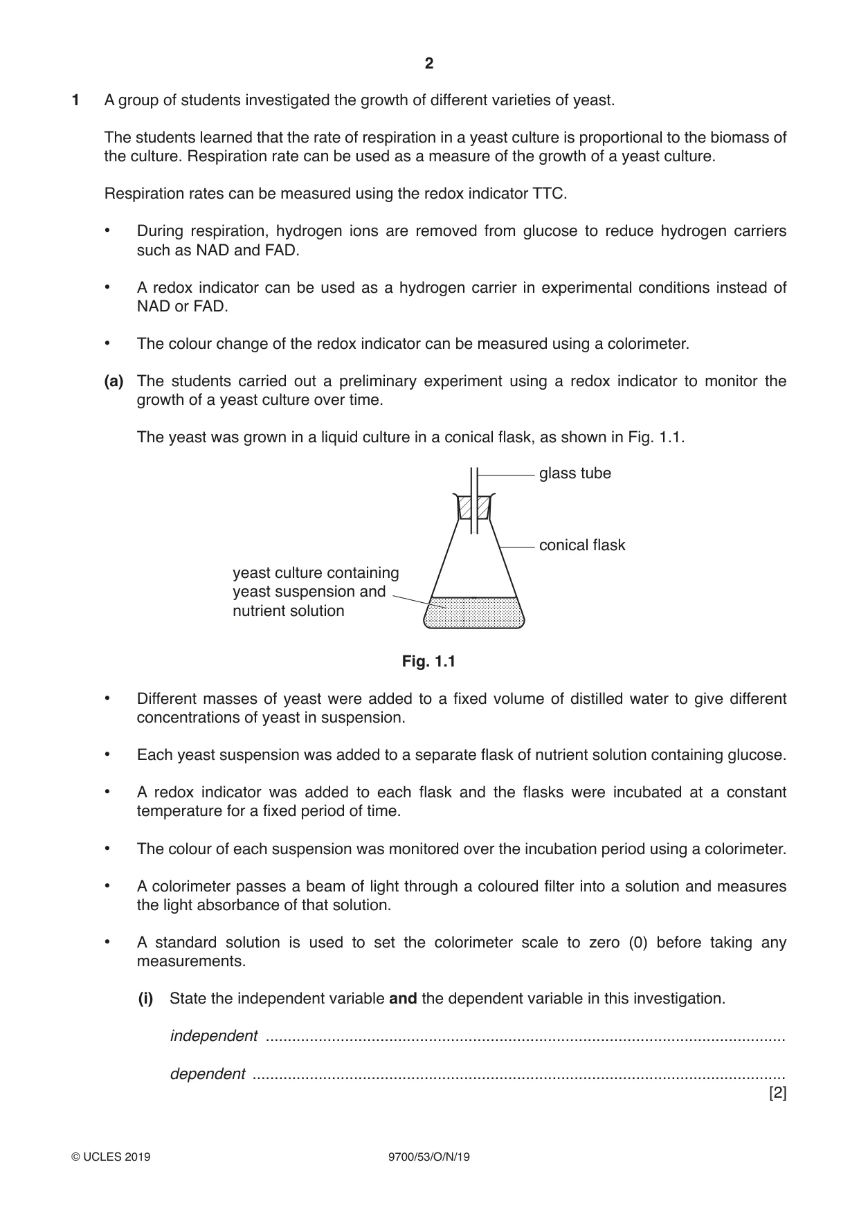 Cambridge A Level Biology 9700 2019 Oct/Nov Paper 5 · Variant 3 question paper, page 2 of 16