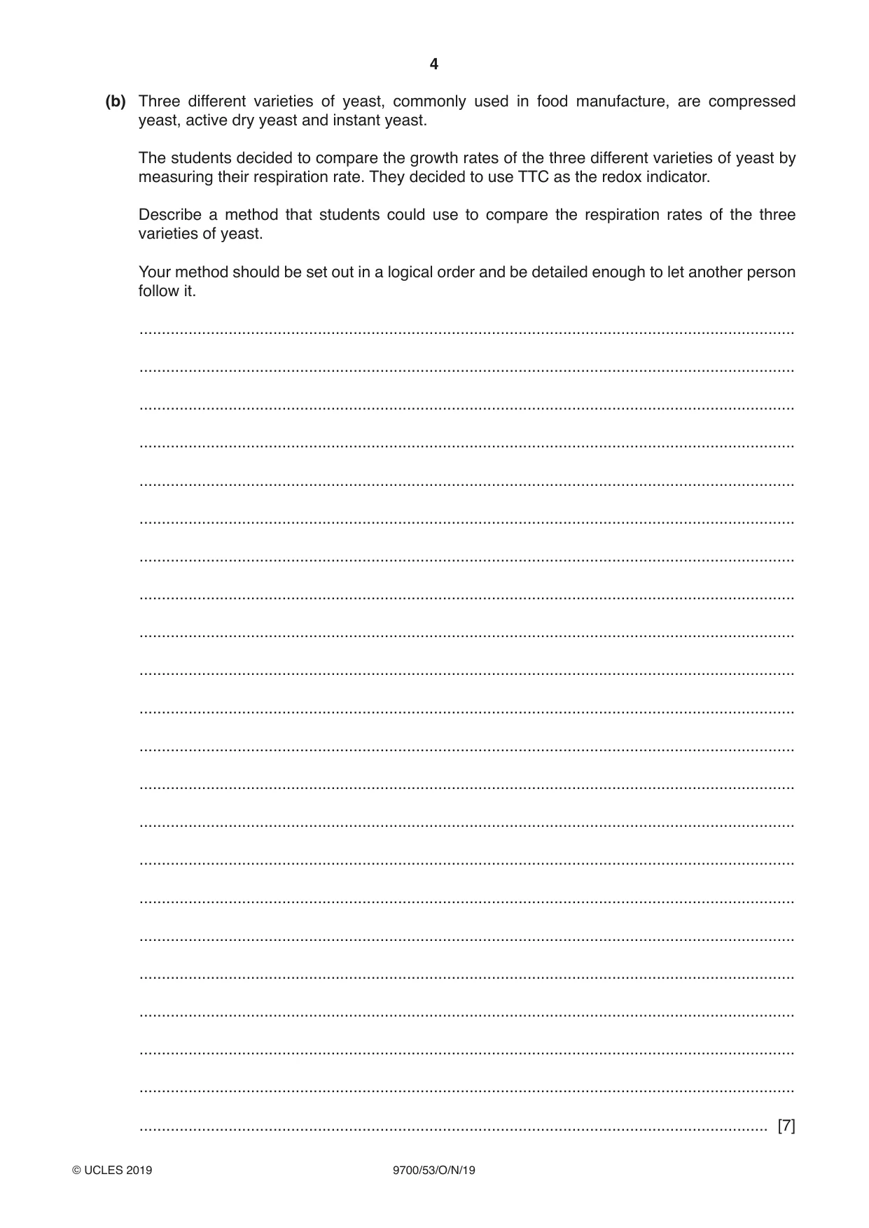 Cambridge A Level Biology 9700 2019 Oct/Nov Paper 5 · Variant 3 question paper, page 4 of 16