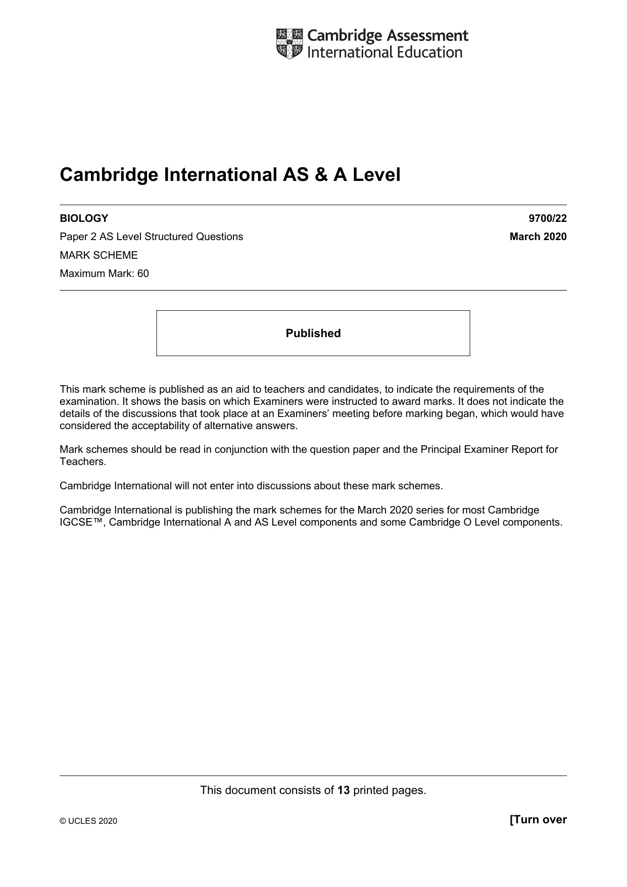 Mark scheme, page 1 of 13