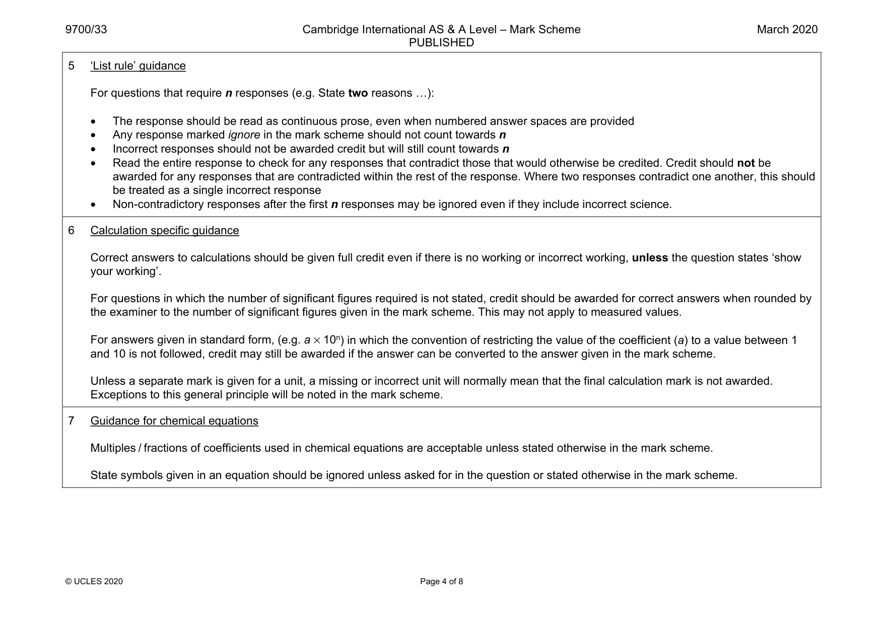 Mark scheme, page 4 of 8