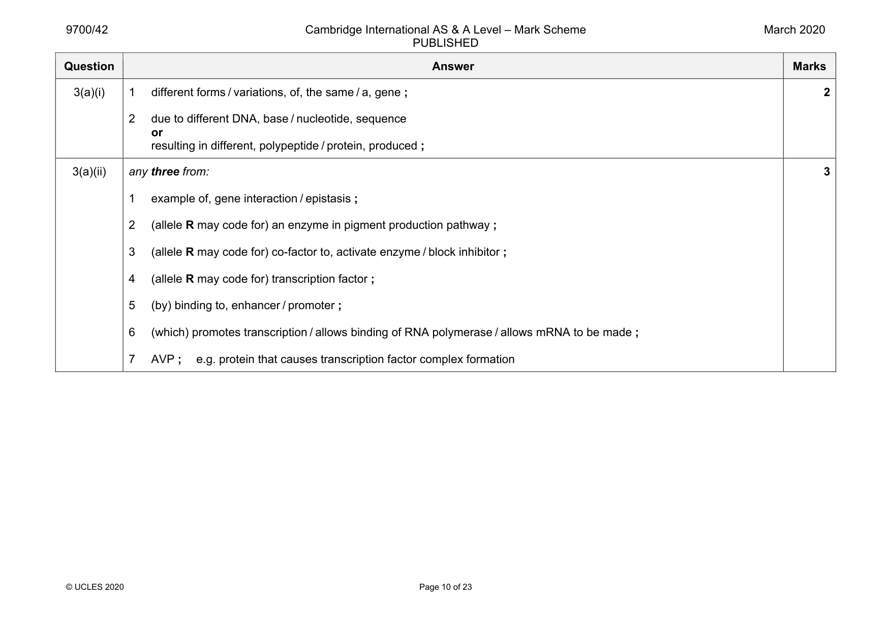 Mark scheme, page 10 of 23