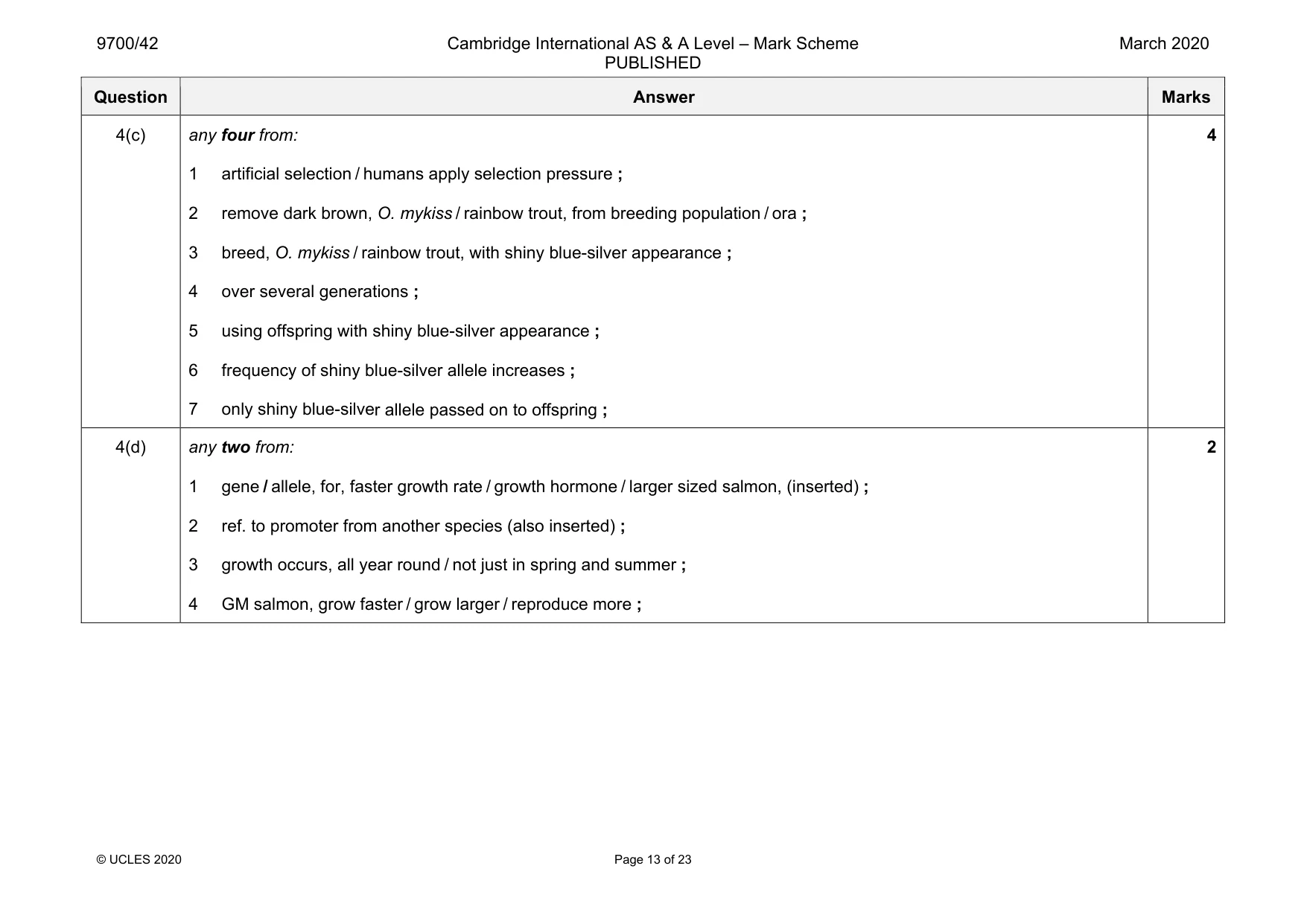 Mark scheme, page 13 of 23