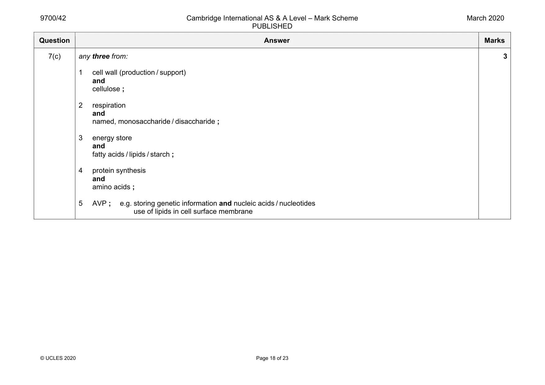 Mark scheme, page 18 of 23
