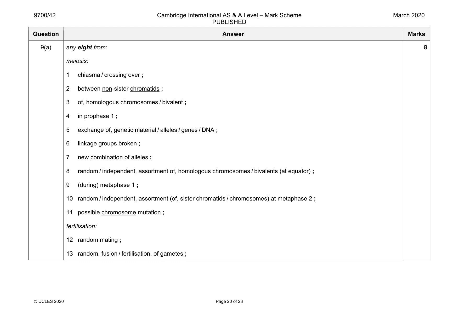 Mark scheme, page 20 of 23