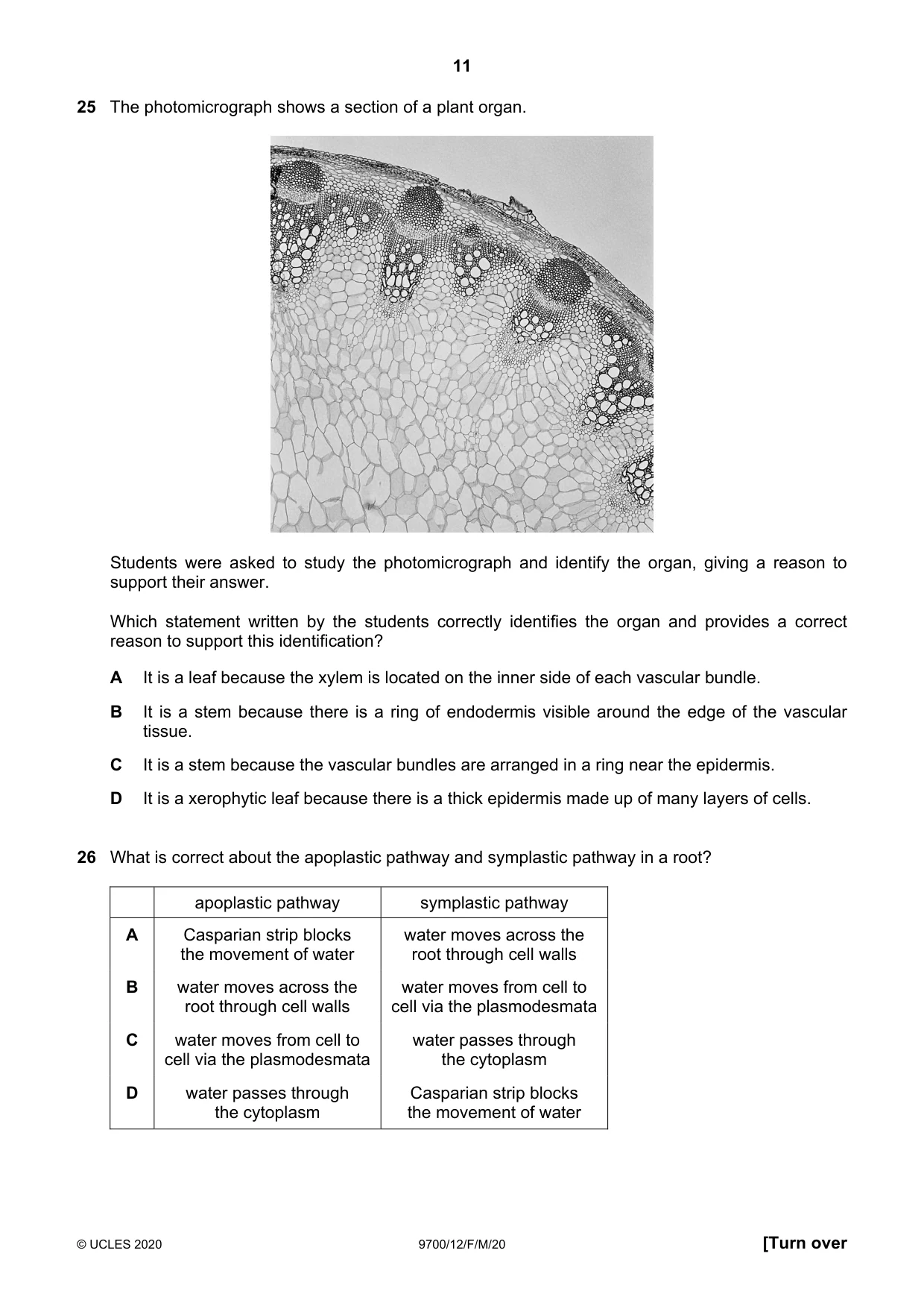 Cambridge A Level Biology 9700 2020 Feb/March Paper 1 · Variant 2 question paper, page 11 of 16