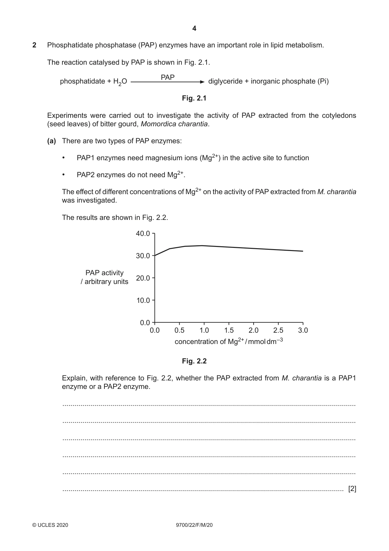 Cambridge A Level Biology 9700 2020 Feb/March Paper 2 · Variant 2 question paper, page 4 of 16