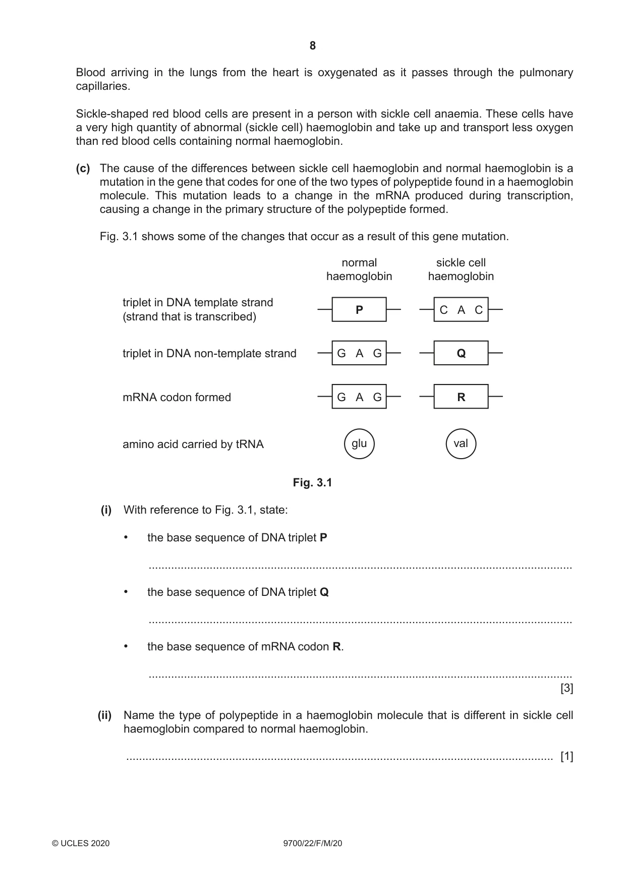 Cambridge A Level Biology 9700 2020 Feb/March Paper 2 · Variant 2 question paper, page 8 of 16