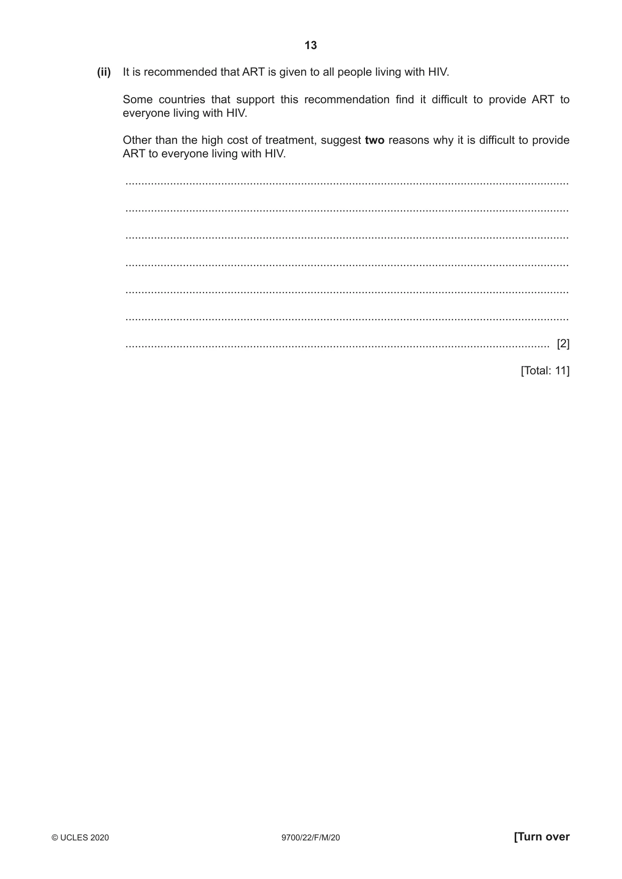 Cambridge A Level Biology 9700 2020 Feb/March Paper 2 · Variant 2 question paper, page 13 of 16