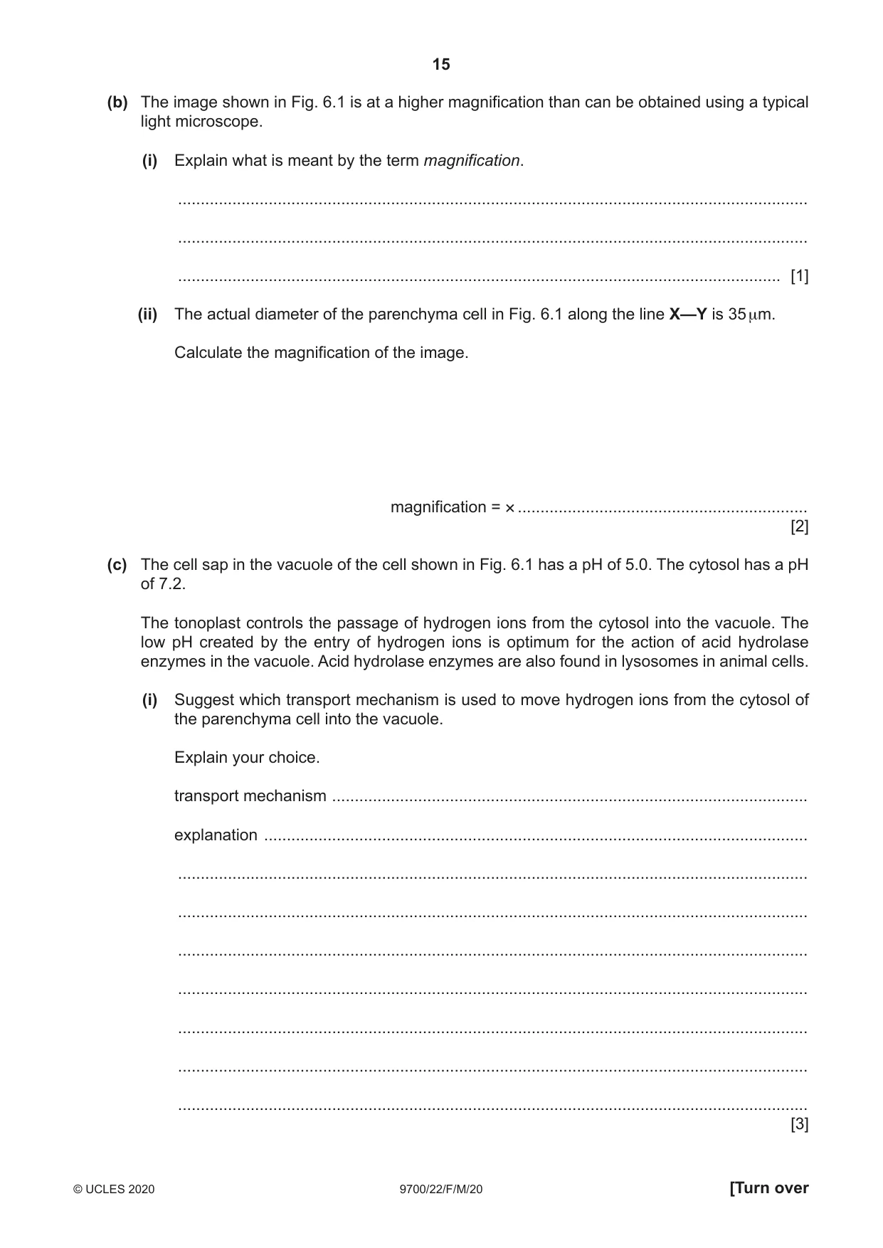 Cambridge A Level Biology 9700 2020 Feb/March Paper 2 · Variant 2 question paper, page 15 of 16