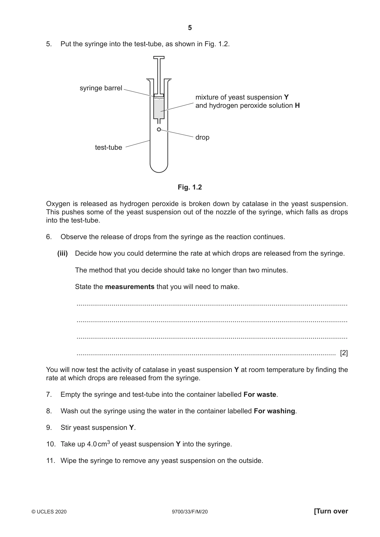 Cambridge A Level Biology 9700 2020 Feb/March Paper 3 · Variant 3 question paper, page 5 of 20