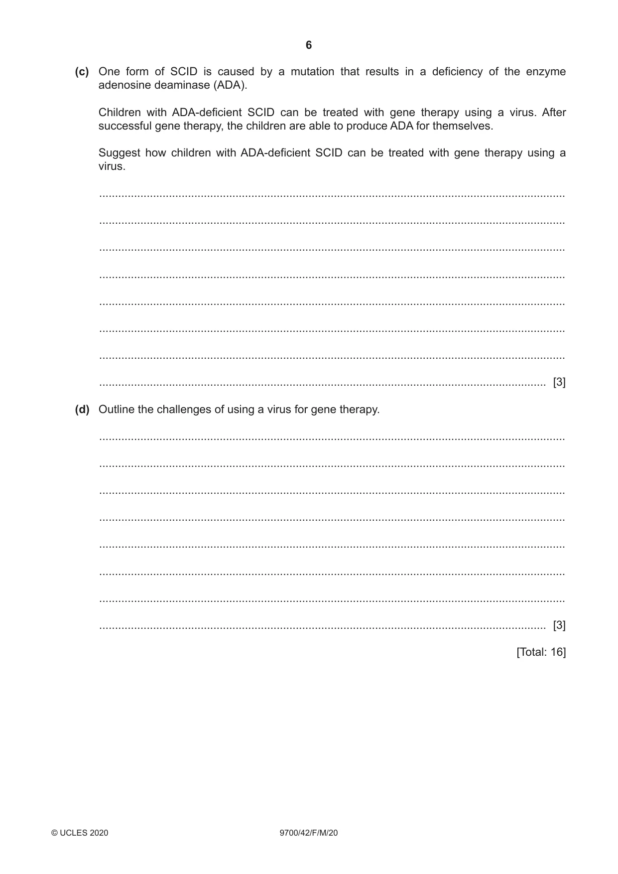 Cambridge A Level Biology 9700 2020 Feb/March Paper 4 · Variant 2 question paper, page 6 of 28
