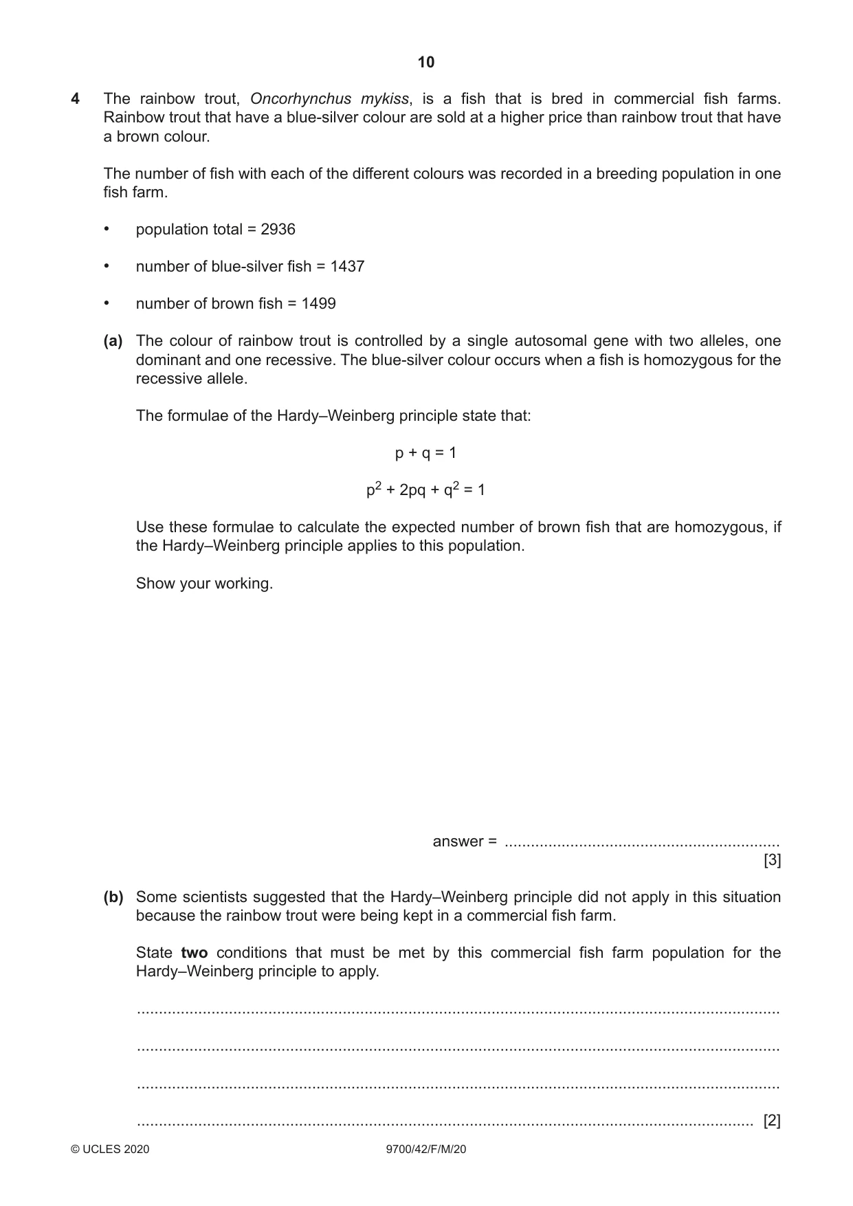 Cambridge A Level Biology 9700 2020 Feb/March Paper 4 · Variant 2 question paper, page 10 of 28