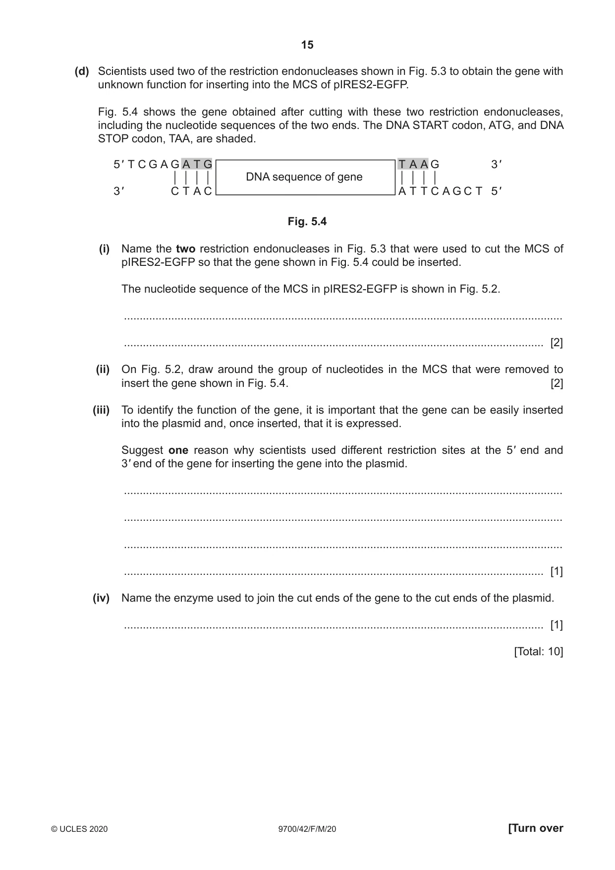 Cambridge A Level Biology 9700 2020 Feb/March Paper 4 · Variant 2 question paper, page 15 of 28