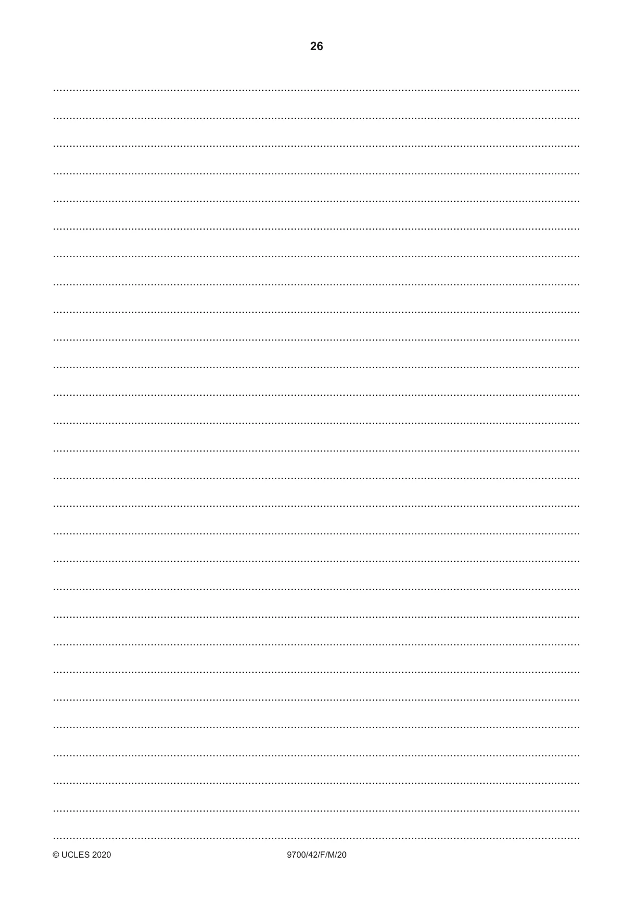 Cambridge A Level Biology 9700 2020 Feb/March Paper 4 · Variant 2 question paper, page 26 of 28