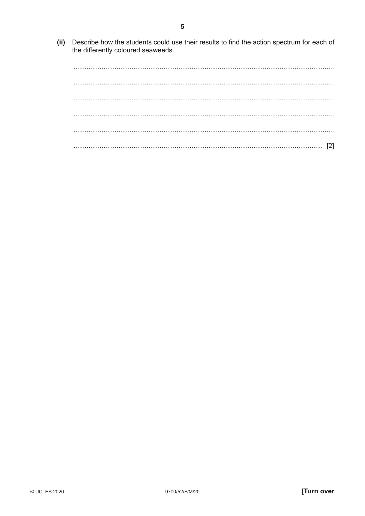 Cambridge A Level Biology 9700 2020 Feb/March Paper 5 · Variant 2 question paper, page 5 of 12