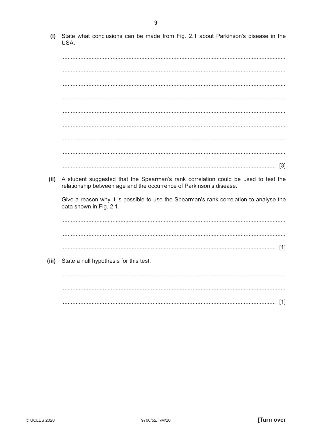 Cambridge A Level Biology 9700 2020 Feb/March Paper 5 · Variant 2 question paper, page 9 of 12