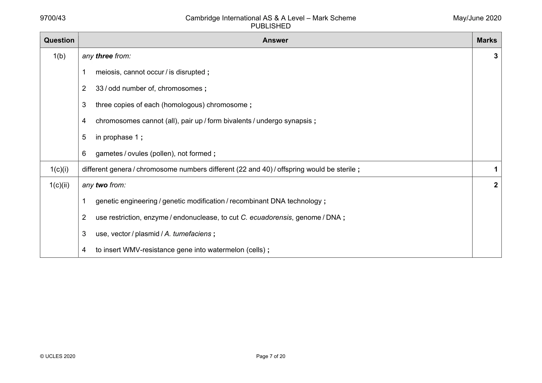 Mark scheme, page 7 of 20