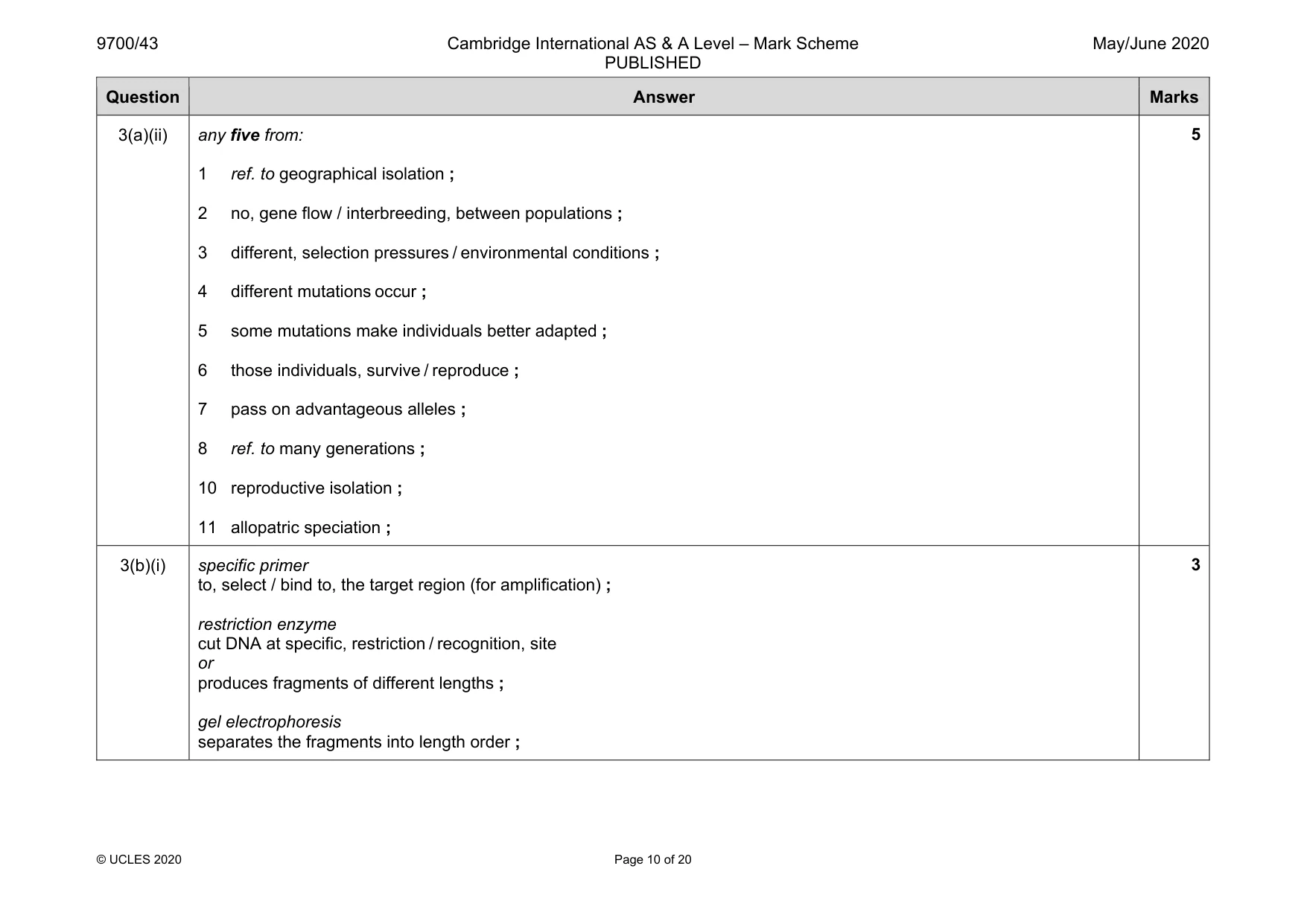 Mark scheme, page 10 of 20