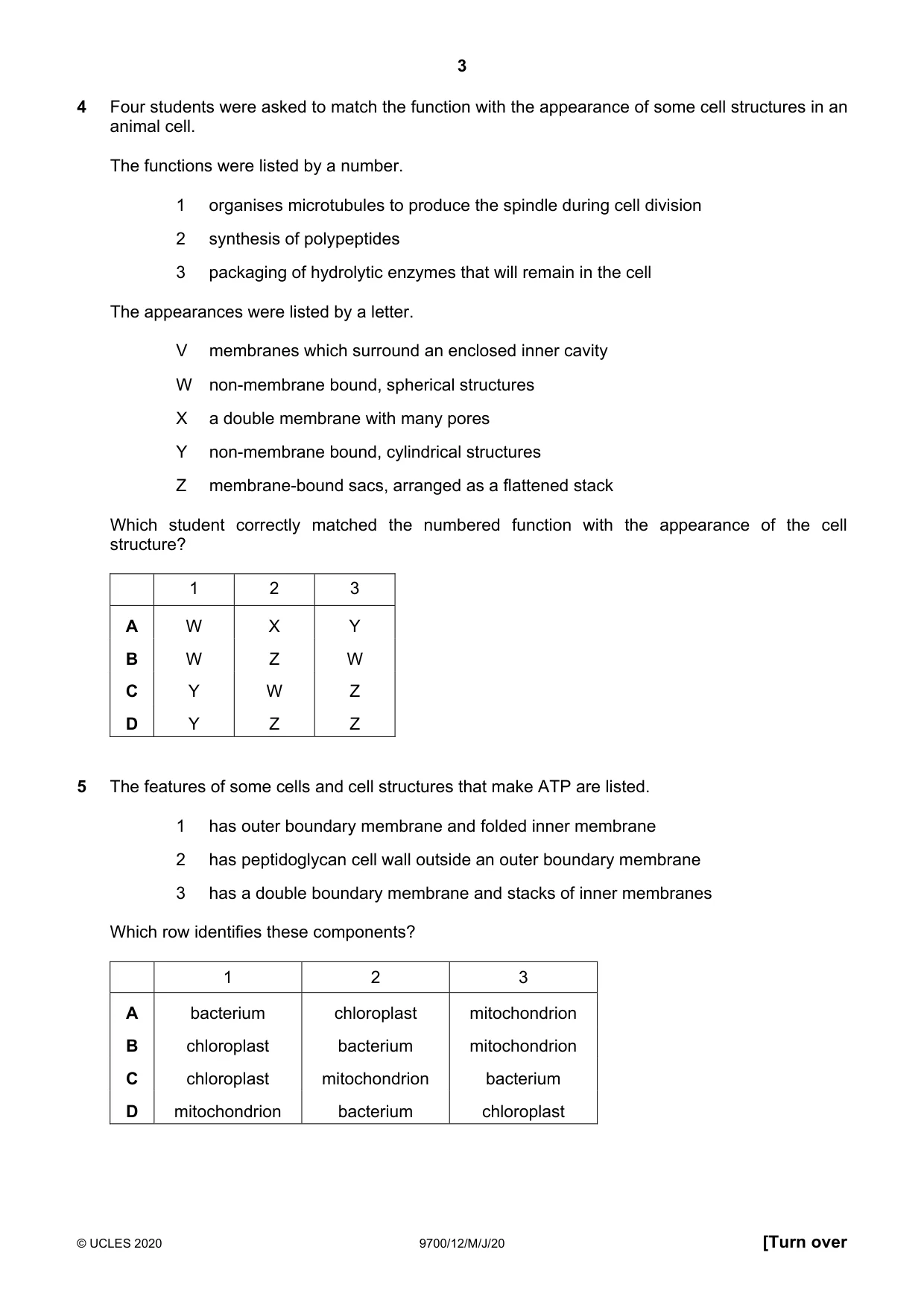 Cambridge A Level Biology 9700 2020 May/June Paper 1 · Variant 2 question paper, page 3 of 16