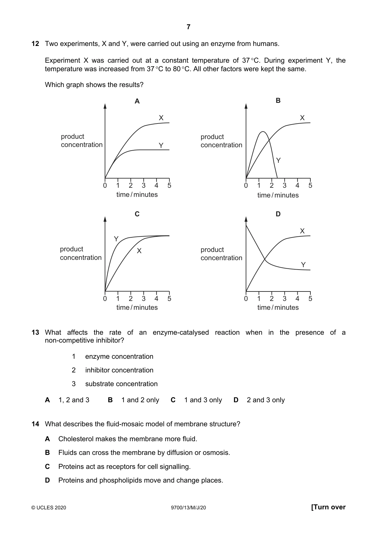 Cambridge A Level Biology 9700 2020 May/June Paper 1 · Variant 3 question paper, page 7 of 20
