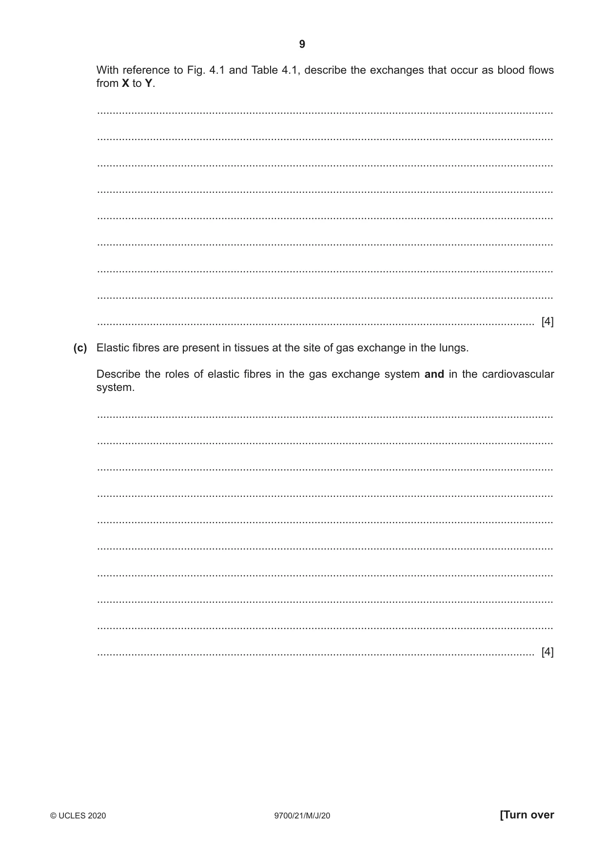 Cambridge A Level Biology 9700 2020 May/June Paper 2 · Variant 1 question paper, page 9 of 16