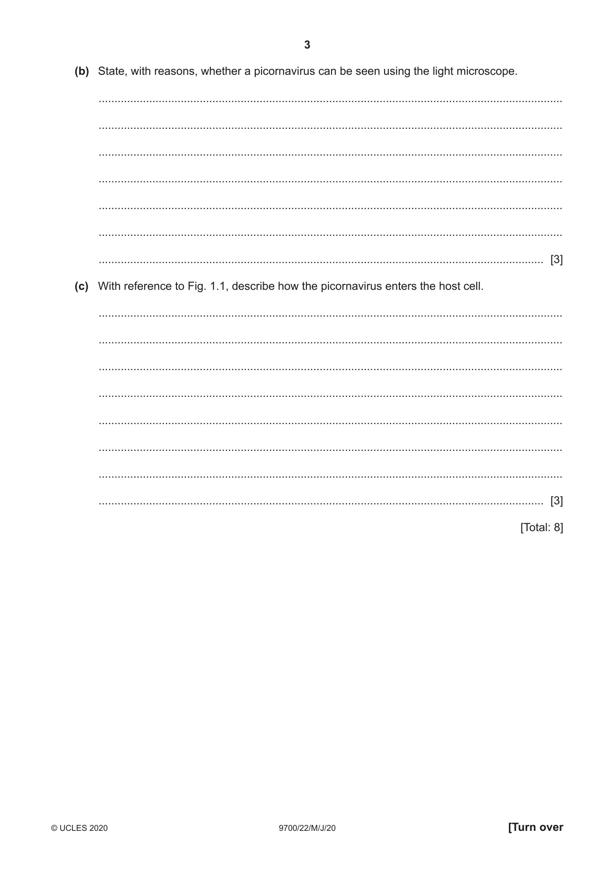 Cambridge A Level Biology 9700 2020 May/June Paper 2 · Variant 2 question paper, page 3 of 16