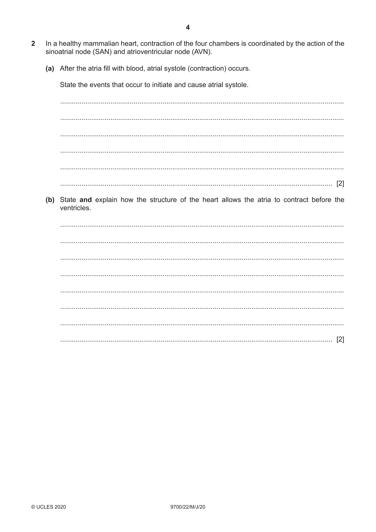 Cambridge A Level Biology 9700 2020 May/June Paper 2 · Variant 2 question paper, page 4 of 16