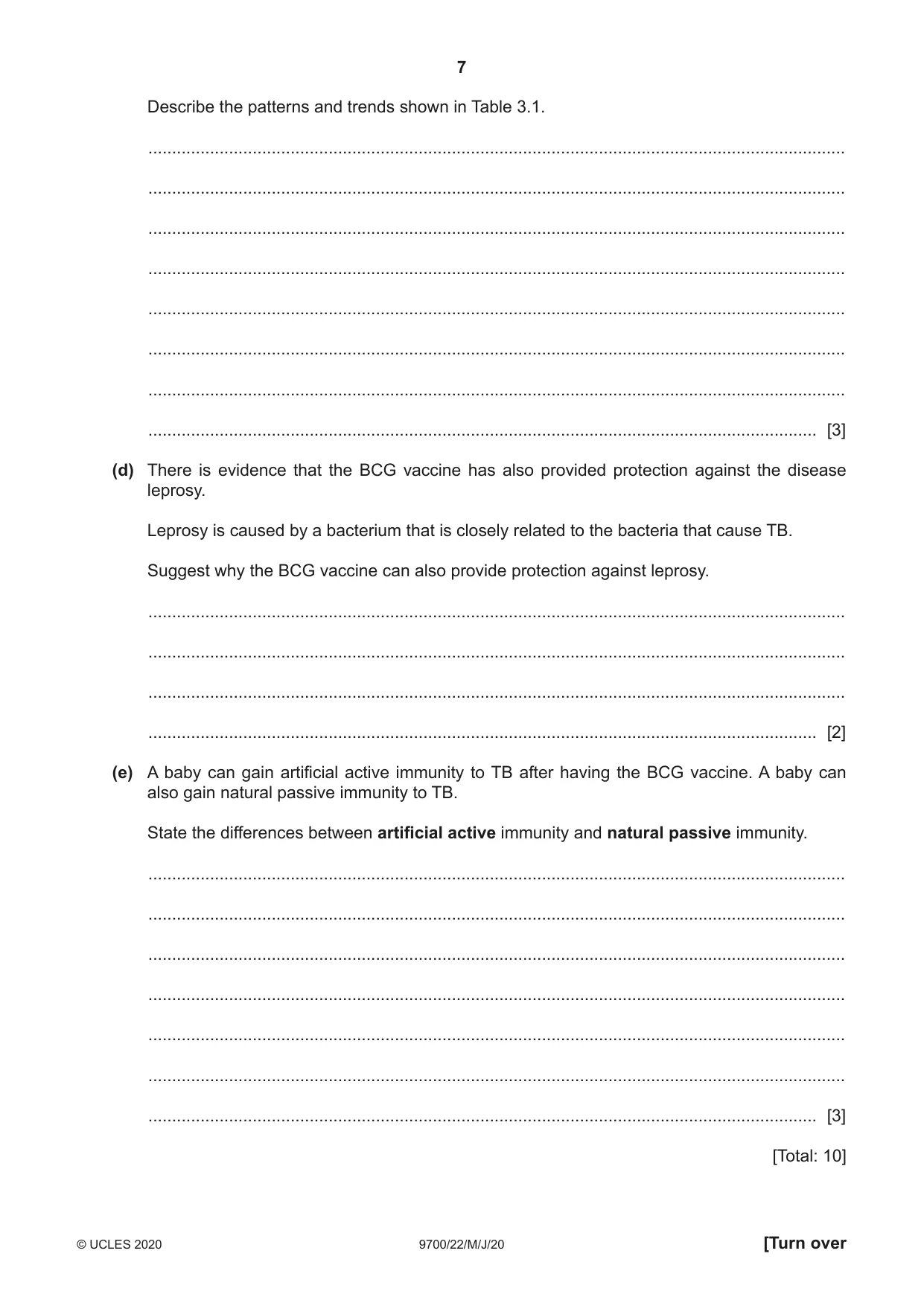Cambridge A Level Biology 9700 2020 May/June Paper 2 · Variant 2 question paper, page 7 of 16