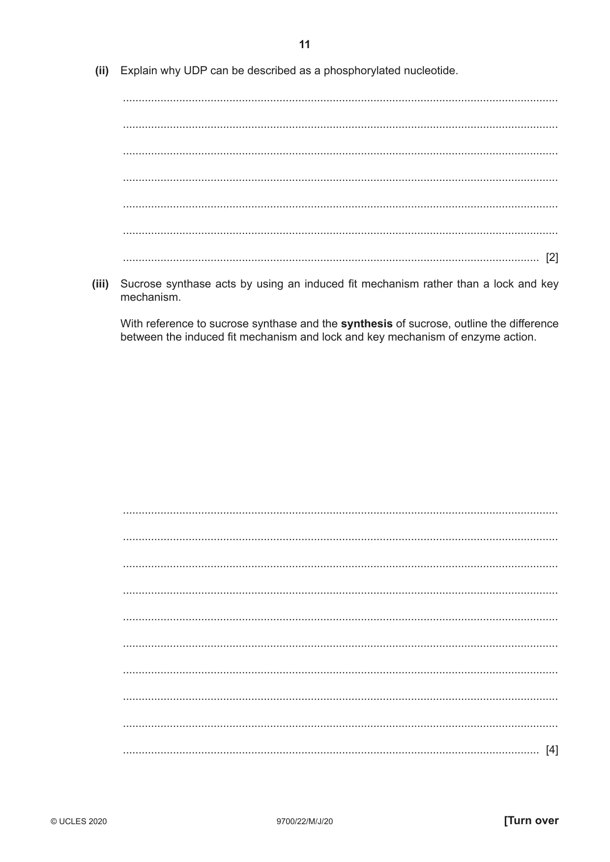 Cambridge A Level Biology 9700 2020 May/June Paper 2 · Variant 2 question paper, page 11 of 16