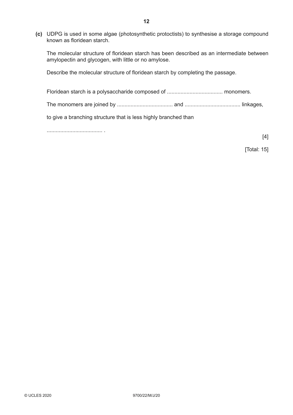 Cambridge A Level Biology 9700 2020 May/June Paper 2 · Variant 2 question paper, page 12 of 16