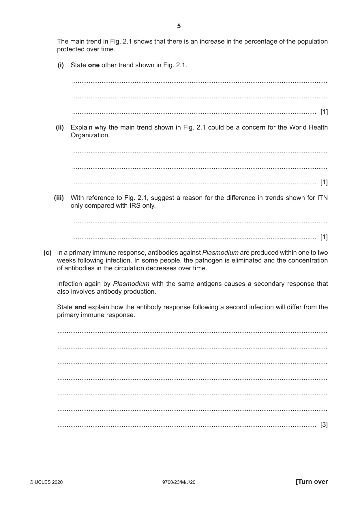 Cambridge A Level Biology 9700 2020 May/June Paper 2 · Variant 3 question paper, page 5 of 16