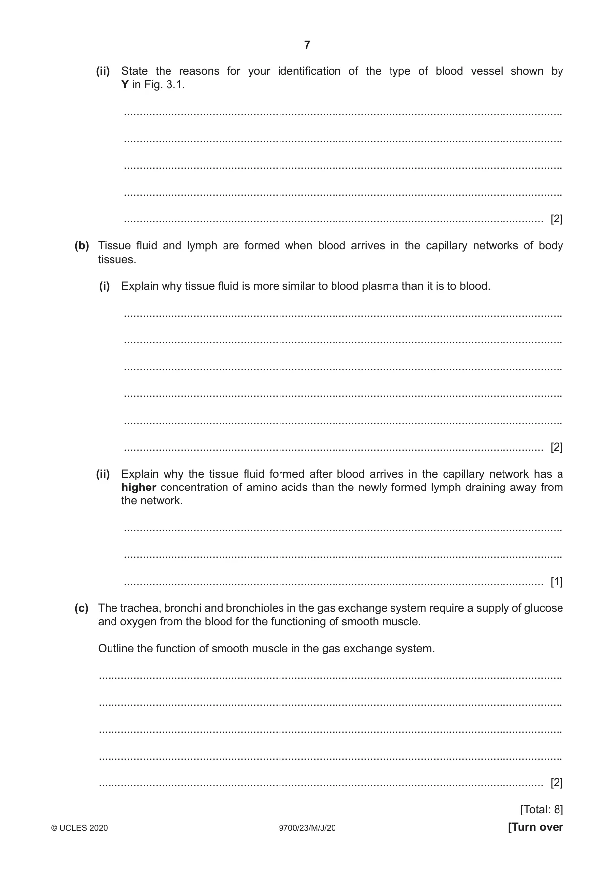 Cambridge A Level Biology 9700 2020 May/June Paper 2 · Variant 3 question paper, page 7 of 16