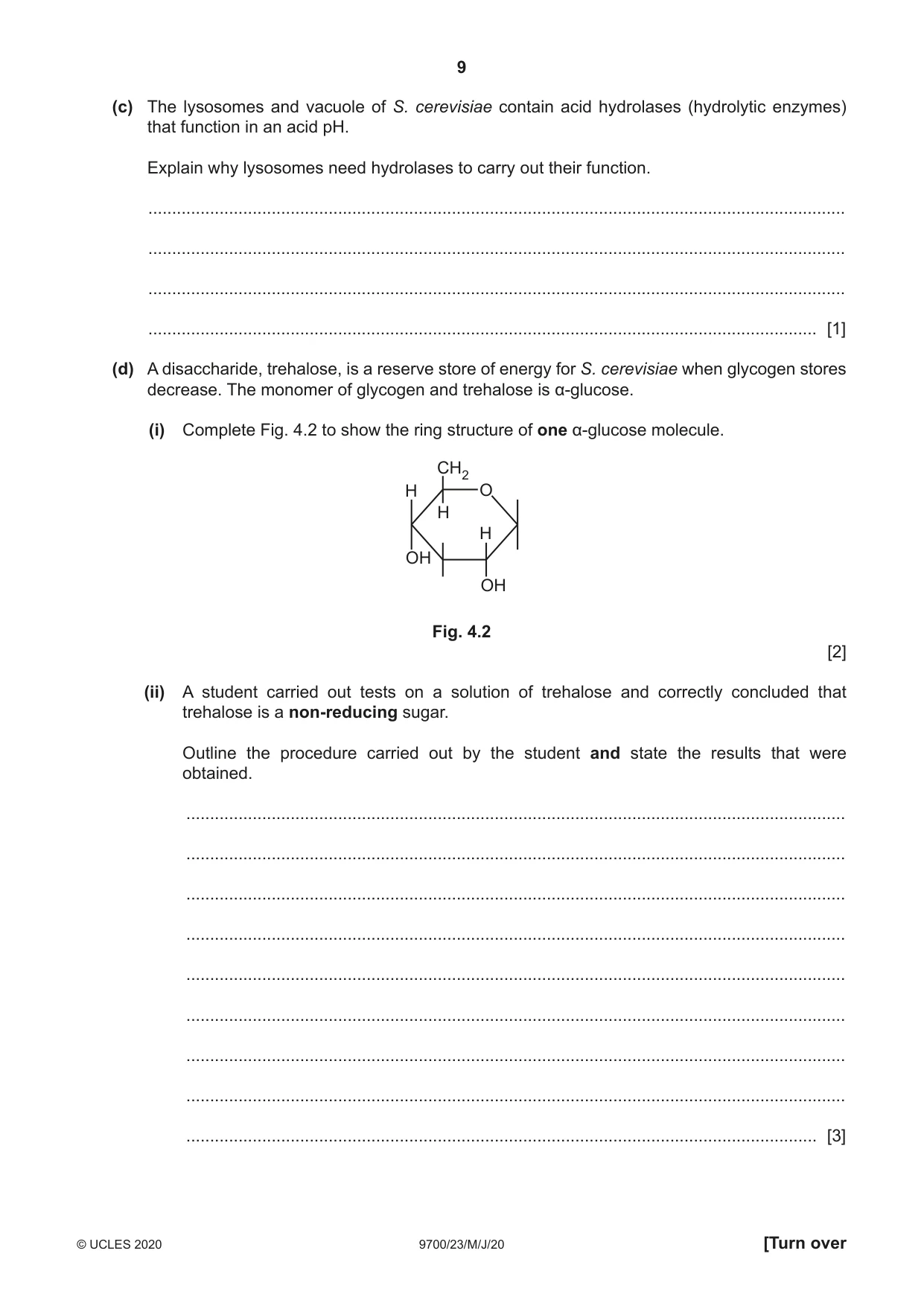 Cambridge A Level Biology 9700 2020 May/June Paper 2 · Variant 3 question paper, page 9 of 16
