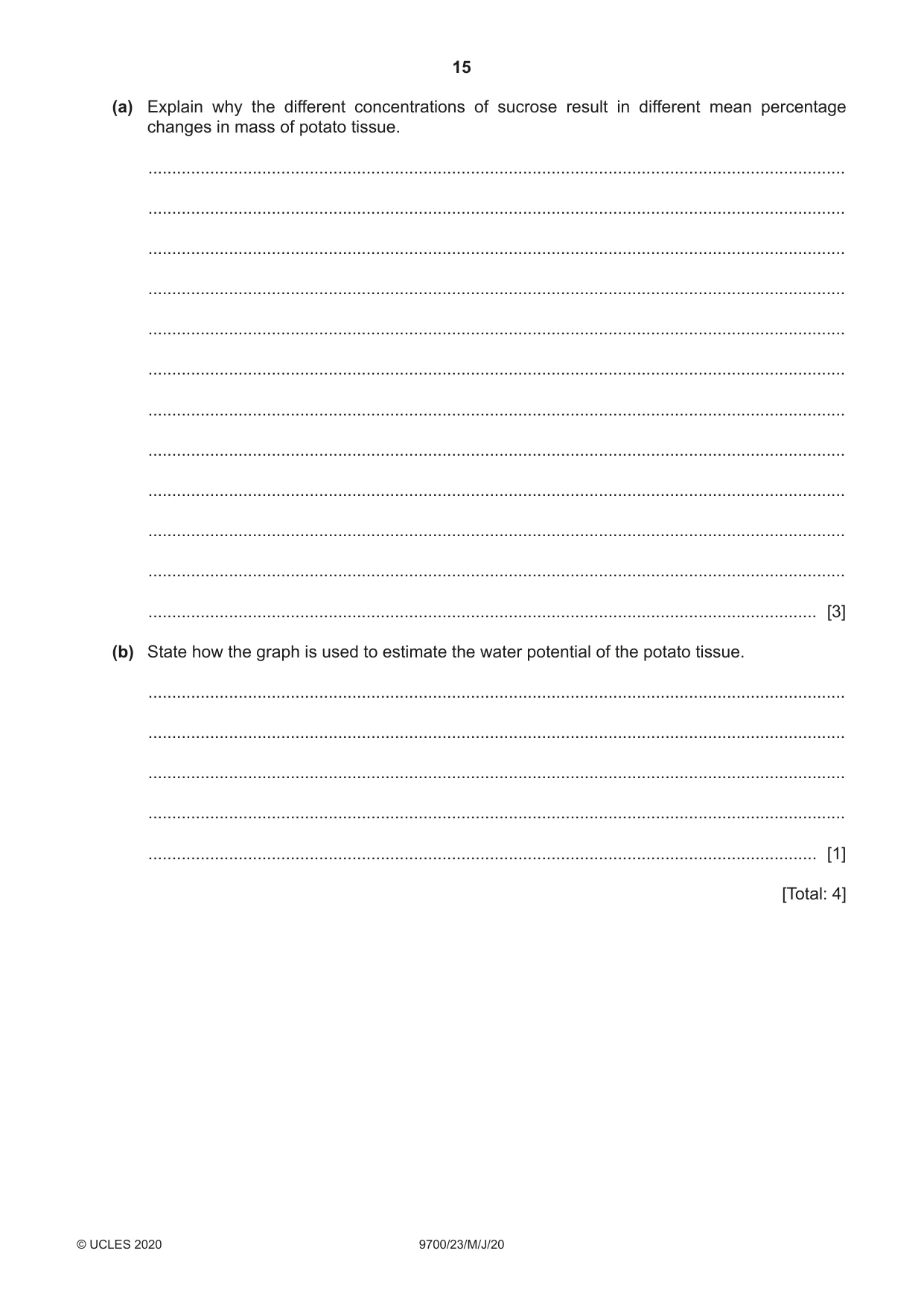 Cambridge A Level Biology 9700 2020 May/June Paper 2 · Variant 3 question paper, page 15 of 16