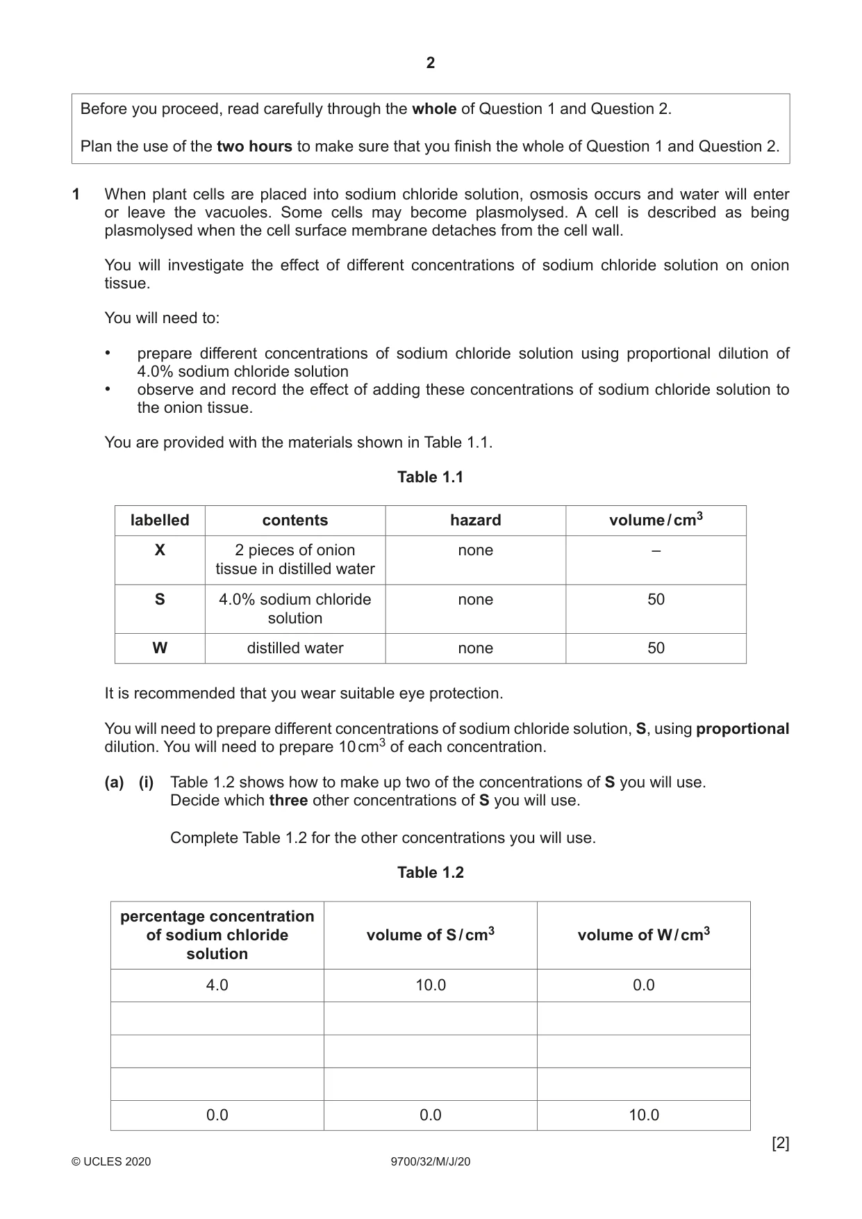 Cambridge A Level Biology 9700 2020 May/June Paper 3 · Variant 2 question paper, page 2 of 16