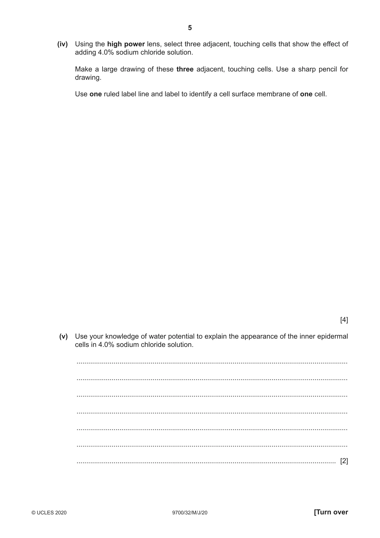 Cambridge A Level Biology 9700 2020 May/June Paper 3 · Variant 2 question paper, page 5 of 16